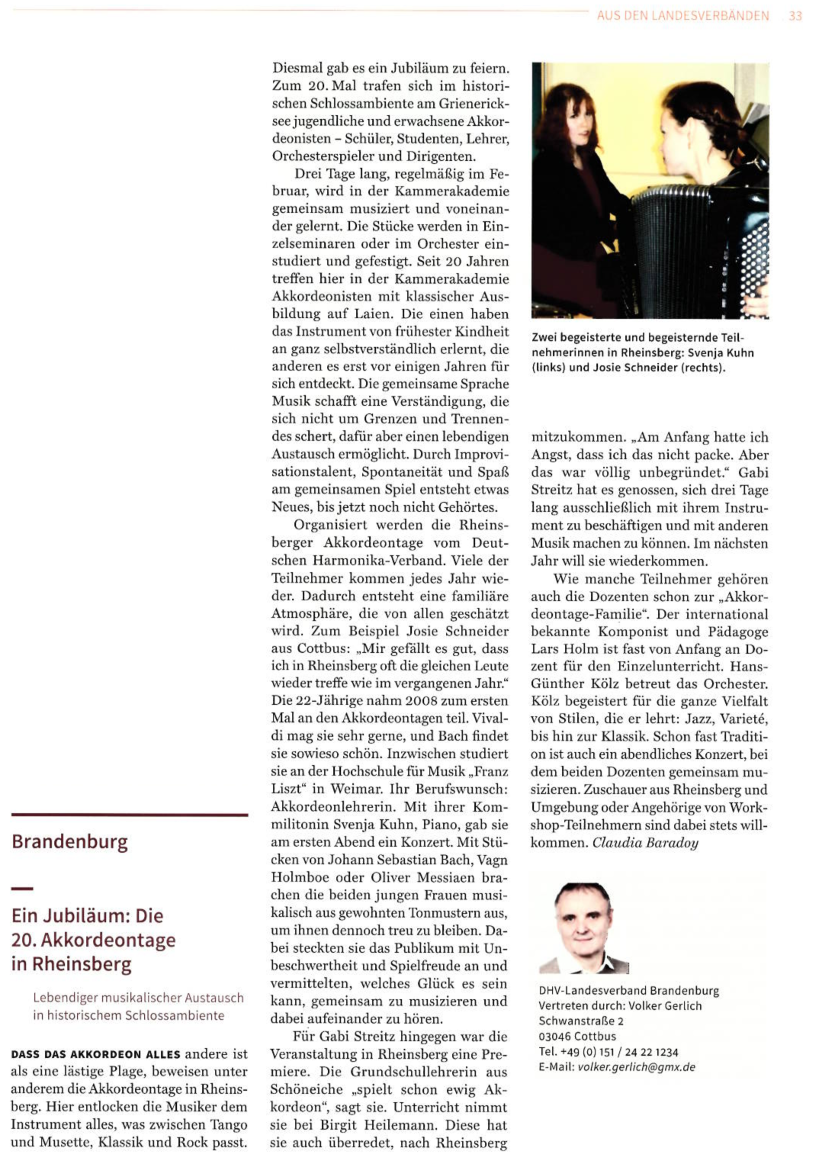 Pressebericht in der &bdquo;Harmonika International&ldquo;